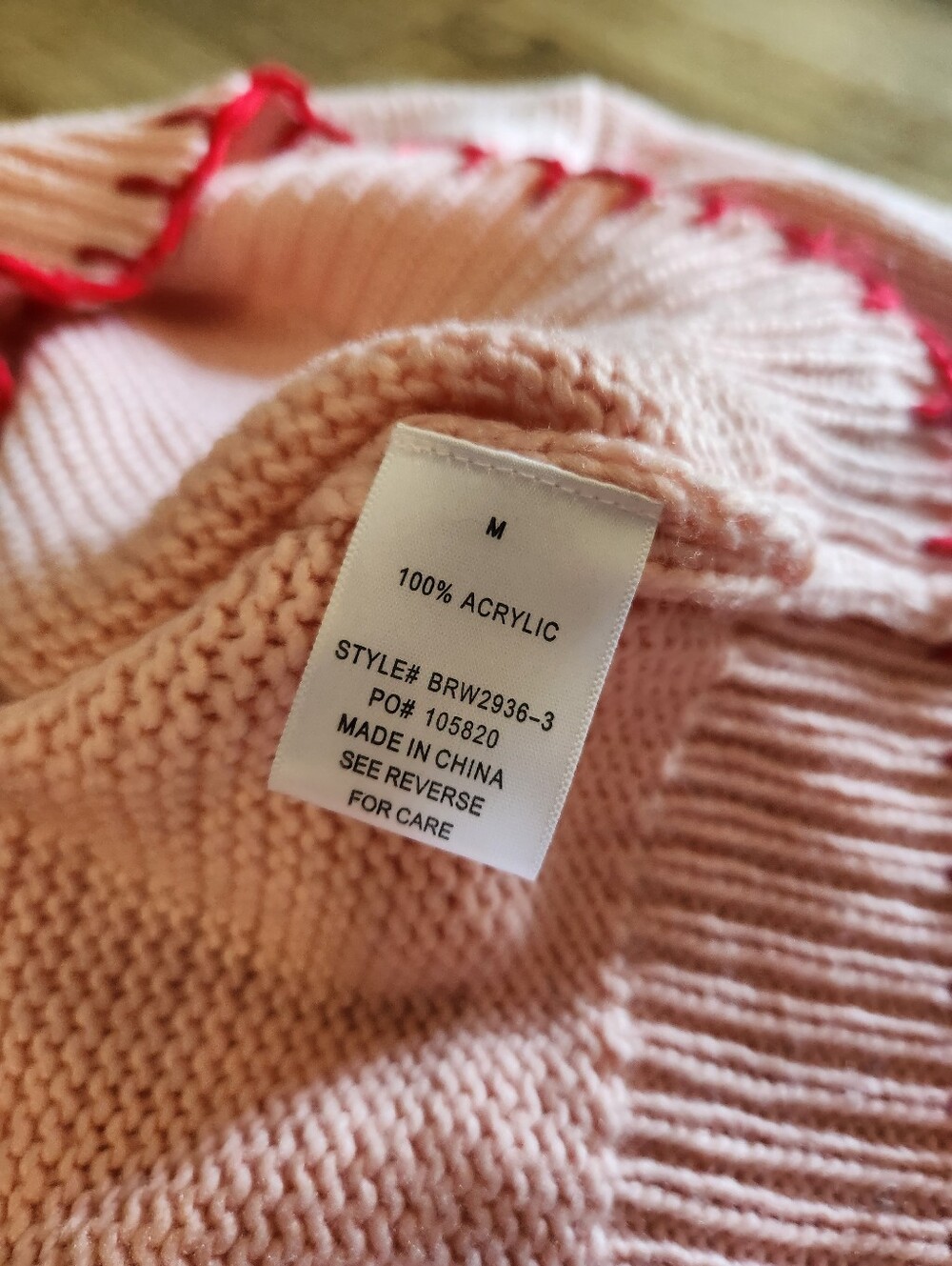 Women's Pink Crewneck Sweater with Red Lobster Embroidery - Picture 7 of 8